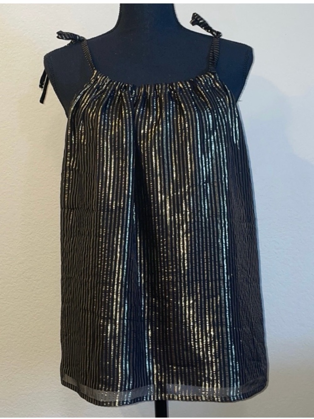 Madewell shimmer black and gold top